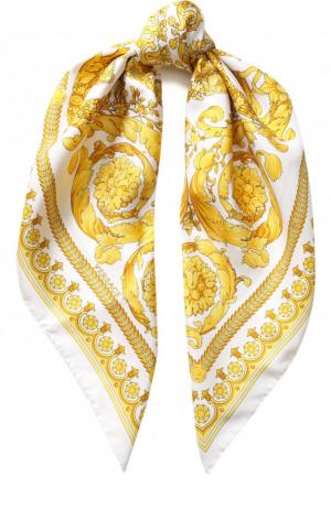 Шелковый платок с принтом Versace. Цвет: белый