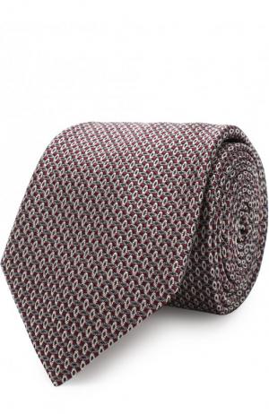 Шелковый галстук с узором Brioni. Цвет: бордовый