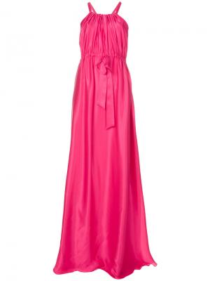 Расклешенное длинное платье  с присборенной талией Lanvin. Цвет: розовый и фиолетовый