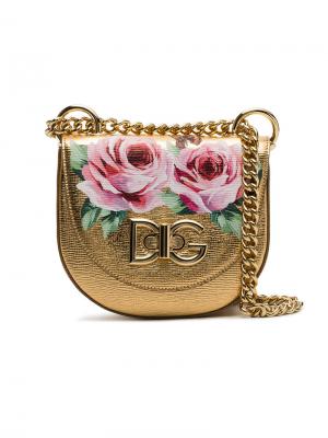 Маленькая сумка через плечо с цветочным рисунком Dolce & Gabbana. Цвет: металлический
