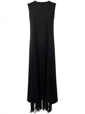 Длинное платье с плиссировкой Maison Margiela. Цвет: чёрный