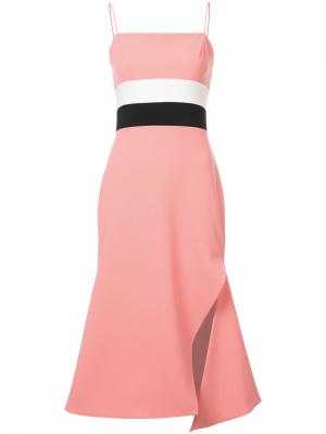 Платье-миди с контрастными вставками Christian Siriano. Цвет: розовый и фиолетовый