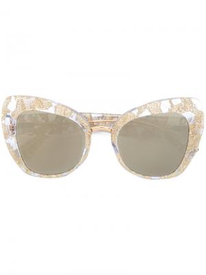 Солнцезащитные очки с оправой кошачий глаз Dolce & Gabbana Eyewear. Цвет: металлический