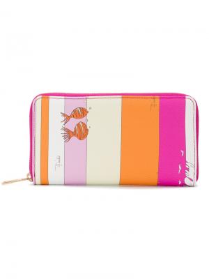 Континентальный кошелек с принтом рыб Emilio Pucci. Цвет: розовый и фиолетовый
