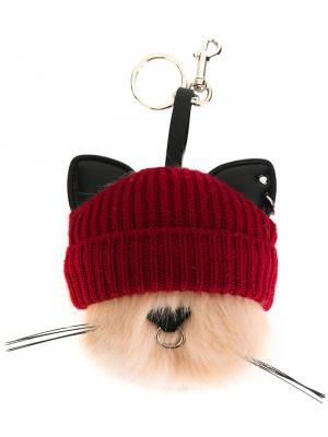 Брелок для ключей в виде кошки шапке Stella McCartney. Цвет: многоцветный