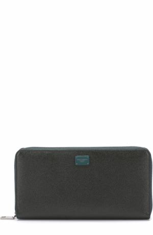 Кожаный бумажник на молнии с отделениями для кредитных карт и монет Dolce & Gabbana. Цвет: темно-зеленый