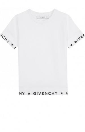 Хлопковая футболка с логотипом бренда Givenchy. Цвет: белый
