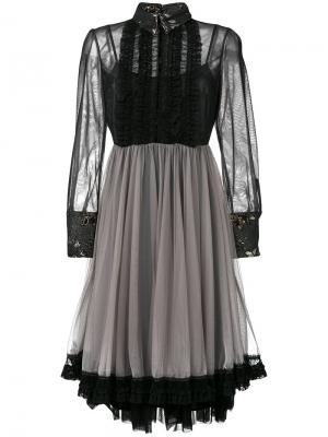 Платье из тюля с оборками Antonio Marras. Цвет: чёрный