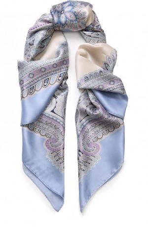 Шелковый платок с принтом Michele Binda. Цвет: голубой