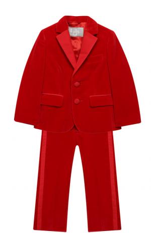 Бархатный костюм из пиджака и брюк Il Gufo. Цвет: красный