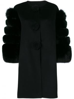 Пальто с рукавами из меха Ermanno Scervino. Цвет: чёрный