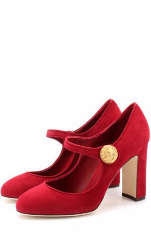 Замшевые туфли Vally на устойчивом каблуке Dolce & Gabbana. Цвет: красный