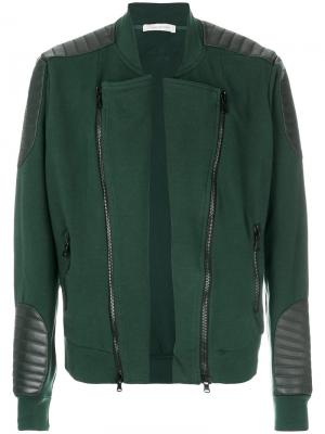 Куртка с кожаными заплатками Pierre Balmain. Цвет: зелёный