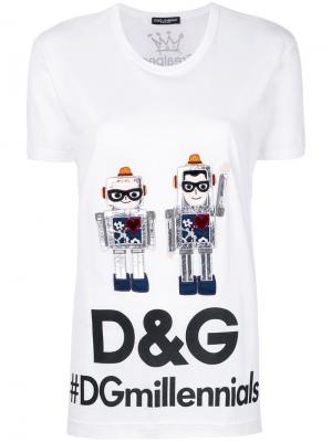 Футболка с роботами Dolce & Gabbana. Цвет: белый