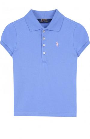 Хлопковое поло с логотипом бренда Polo Ralph Lauren. Цвет: голубой