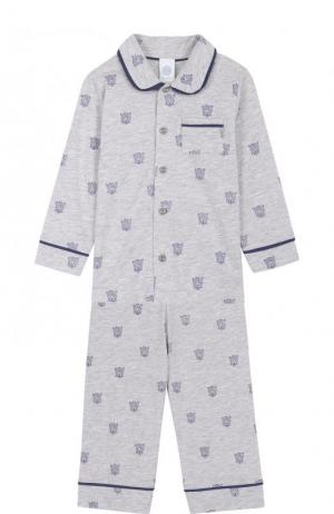 Хлопковая пижама с принтом Sanetta. Цвет: серый