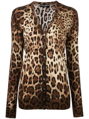 Кардиган с леопардовым принтом Dolce & Gabbana. Цвет: коричневый