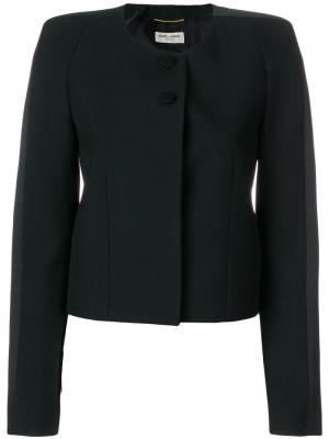 Приталенный пиджак без воротника Saint Laurent. Цвет: чёрный