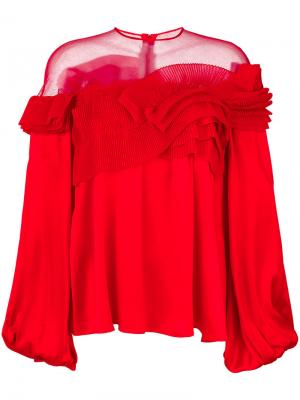 Расклешенная блузка со складками Givenchy. Цвет: красный