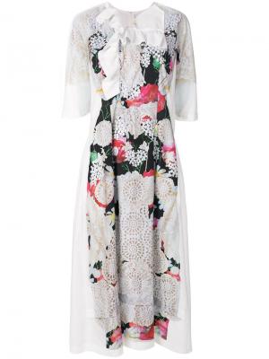 Платье с перфорацией и цветочным принтом Comme Des Garçons. Цвет: белый