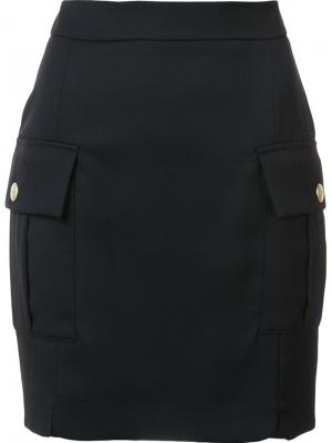 Мини-юбка с карманами клапанами Pierre Balmain. Цвет: чёрный