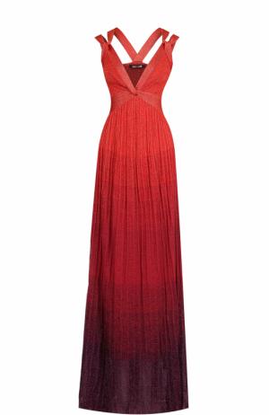 Приталенное платье-макси с плиссированной юбкой Roberto Cavalli. Цвет: красный