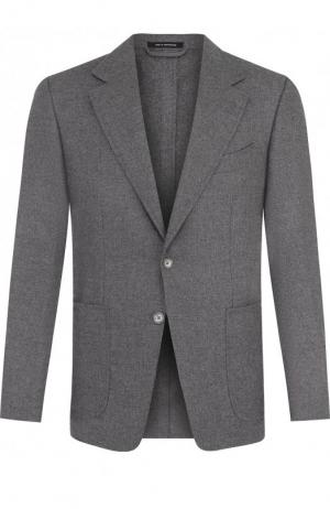Однобортный шерстяной пиджак Tom Ford. Цвет: серый