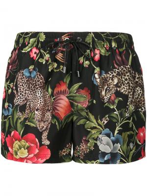 Плавательные шорты с леопардами Dolce & Gabbana. Цвет: чёрный