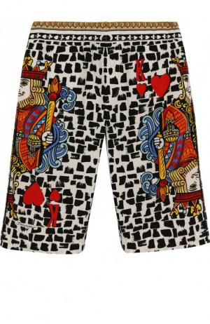 Хлопковые шорты с принтом Dolce & Gabbana. Цвет: разноцветный