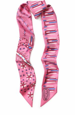 Шелковый шарф-бандо с принтом Valentino. Цвет: розовый
