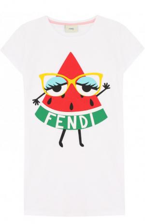 Хлопковая футболка с принтом Fendi. Цвет: белый