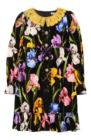 Бархатное мини-платье Dolce & Gabbana. Цвет: разноцветный