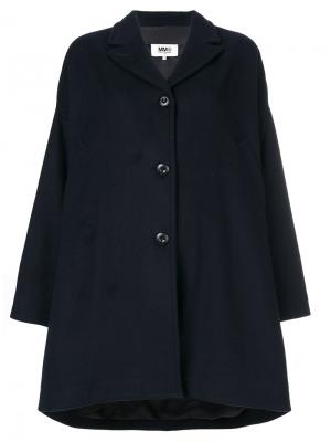 Свободное пальто с закругленным краем Mm6 Maison Margiela. Цвет: синий