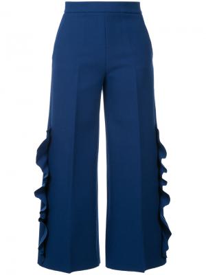 Укороченные брюки с оборками MSGM. Цвет: синий