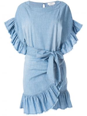 Джинсовое платье с оборками Isabel Marant. Цвет: синий