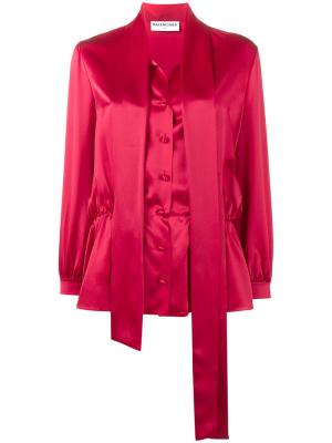 Блузка с декоративным шарфом Lavalliere Balenciaga. Цвет: красный