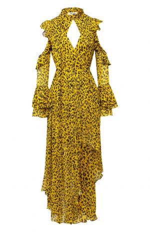 Шелковое платье-макси с принтом Diane Von Furstenberg. Цвет: золотой