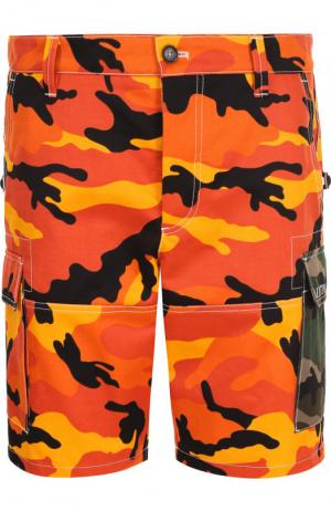 Хлопковые шорты с карманами Valentino. Цвет: оранжевый