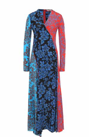 Шелковое платье-макси с длинным рукавом и принтом Diane Von Furstenberg. Цвет: разноцветный