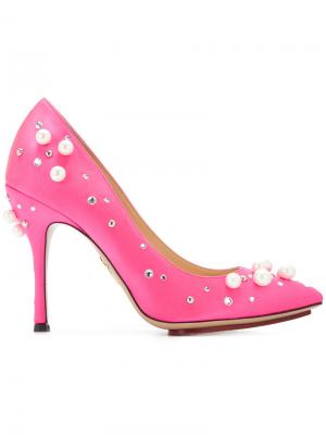 Декорированные туфли-лодочки Bacall Charlotte Olympia. Цвет: розовый и фиолетовый