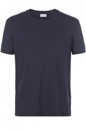 Хлопковая футболка с круглым вырезом Dolce & Gabbana. Цвет: синий