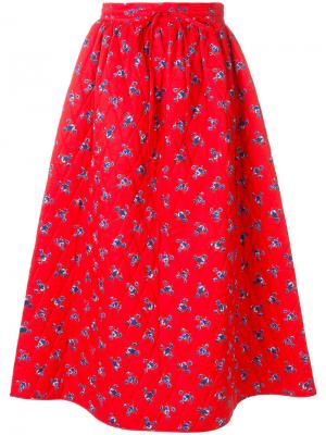 Пышная юбка с цветочным принтом Kenzo. Цвет: красный