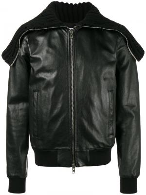Кожаная куртка с массивным воротником Givenchy. Цвет: чёрный