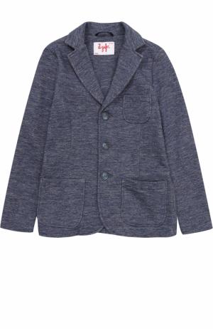 Однобортный пиджак из хлопка Il Gufo. Цвет: голубой