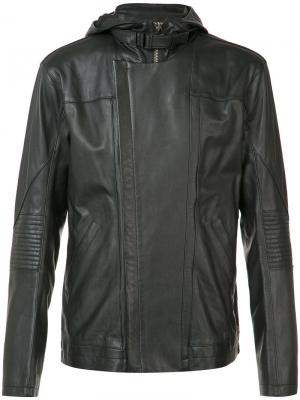 Кожаная куртка с капюшоном Helmut Lang. Цвет: чёрный