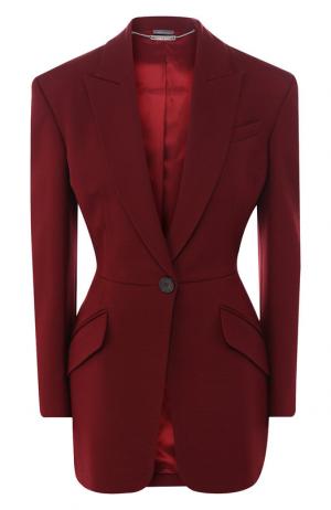 Приталенный жакет из смеси шерсти и шелка Alexander McQueen. Цвет: бордовый