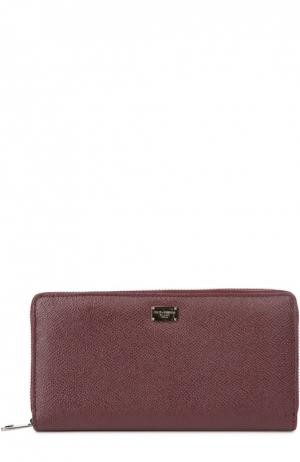 Кожаное портмоне на молнии Dolce & Gabbana. Цвет: бордовый