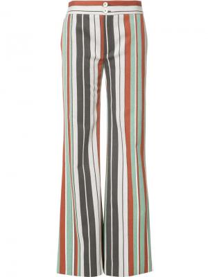 Расклешенные полосатые брюки Chloé. Цвет: зелёный