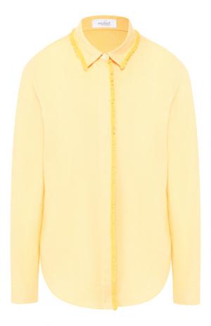 Хлопковая блуза с необработанным краем Van Laack. Цвет: желтый