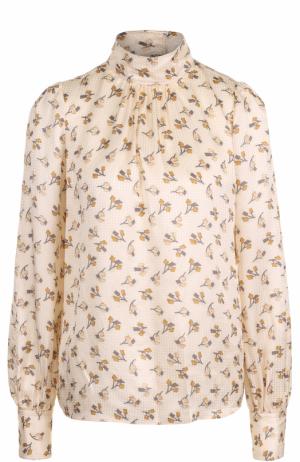 Шелковая блуза с принтом и воротником-стойкой Marc Jacobs. Цвет: кремовый
